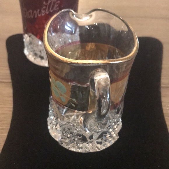 Antique ruby red flash glass 1914 souvenir fair glasses gold hand painted 1919 - Picture 15 of 16